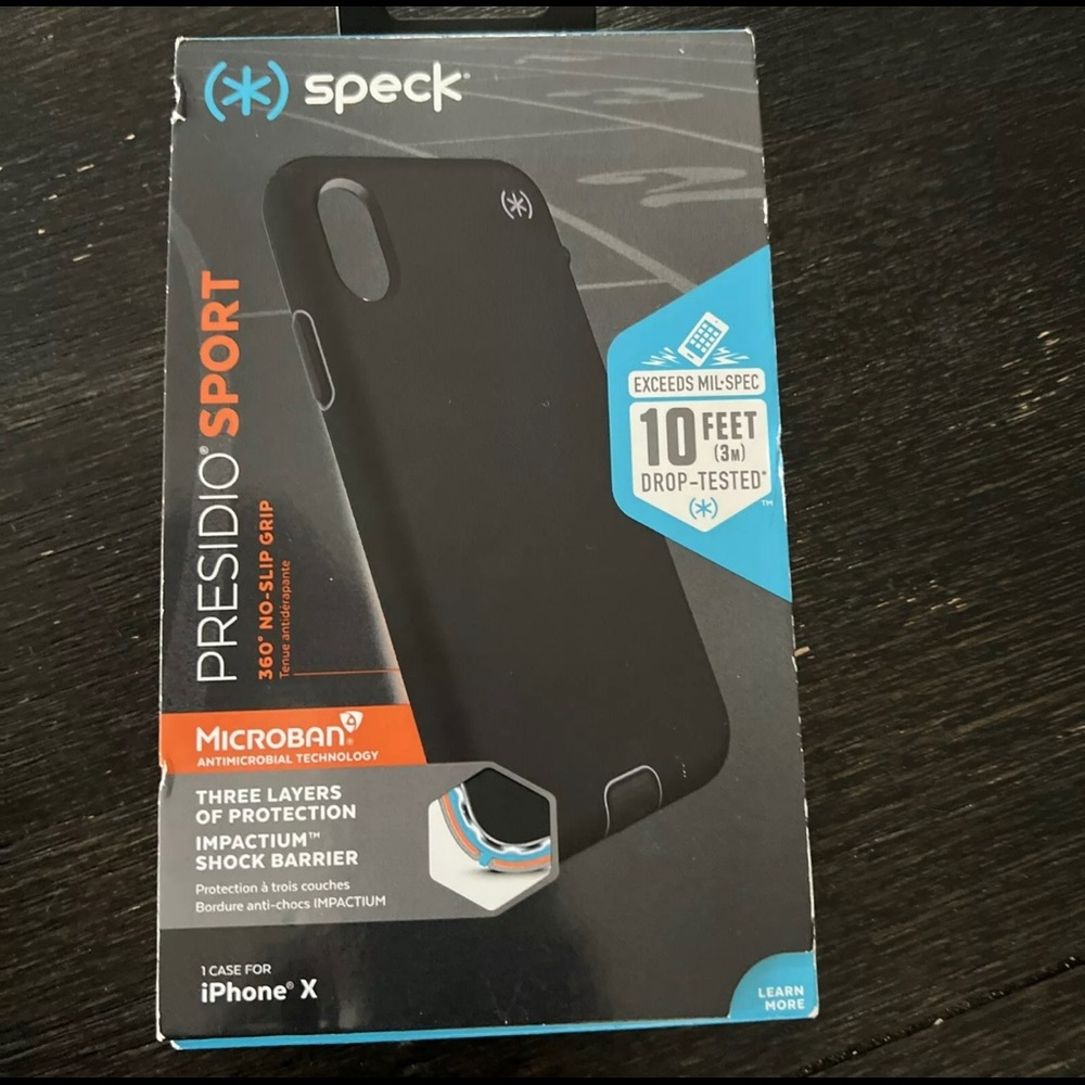 Speck Presidio Sport MICROBAN Military Grade For iPhone XS/X 5.8" Black #711